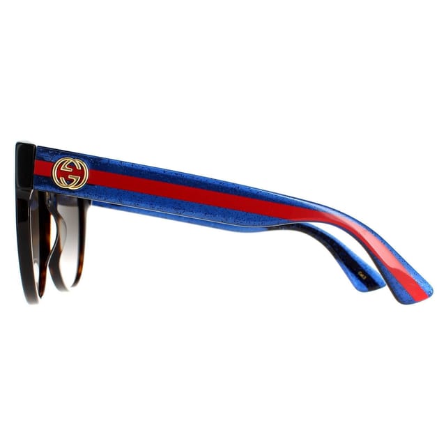 Gucci Gucci Women's Cat Eye Havana with Blue & Red Brown Gradient GG0035SN Sunglasses - 3