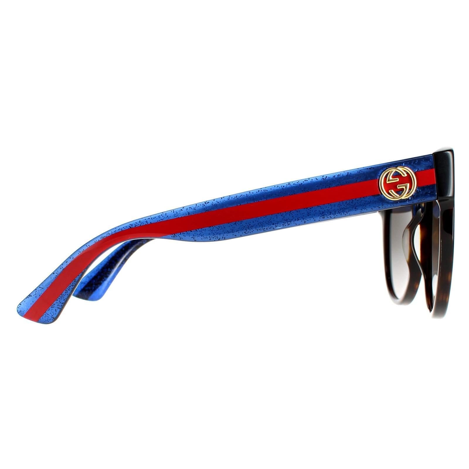 Gucci Gucci Women's Cat Eye Havana with Blue & Red Brown Gradient GG0035SN Sunglasses - 4