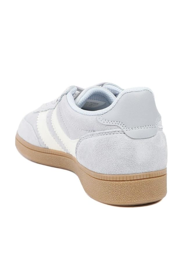 Bellissimo Bellissimo Women's Leather Striped Lace Up Trainers in Baby Blue - 3