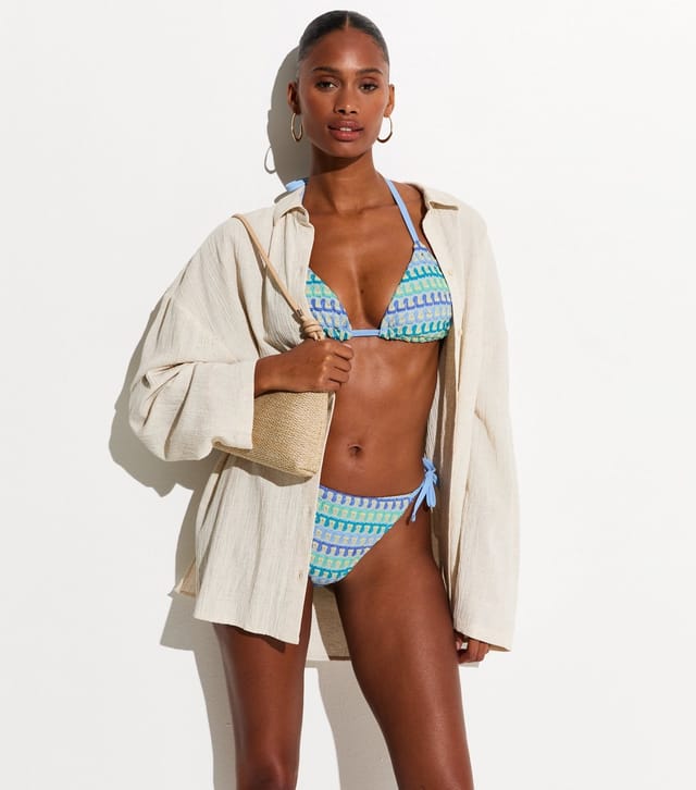 New Look Women's Blue Crochet Side Tie Bikini Bottoms New Look - 3