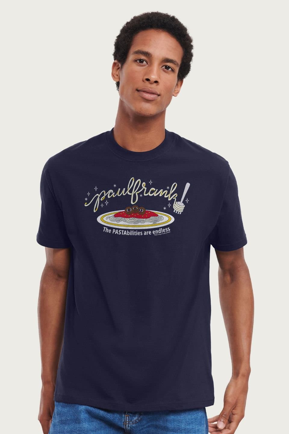 Paul Frank Paul Frank Men's Spaghetti & Meatballs Pastabilities Are Endless T-Shirt in Navy