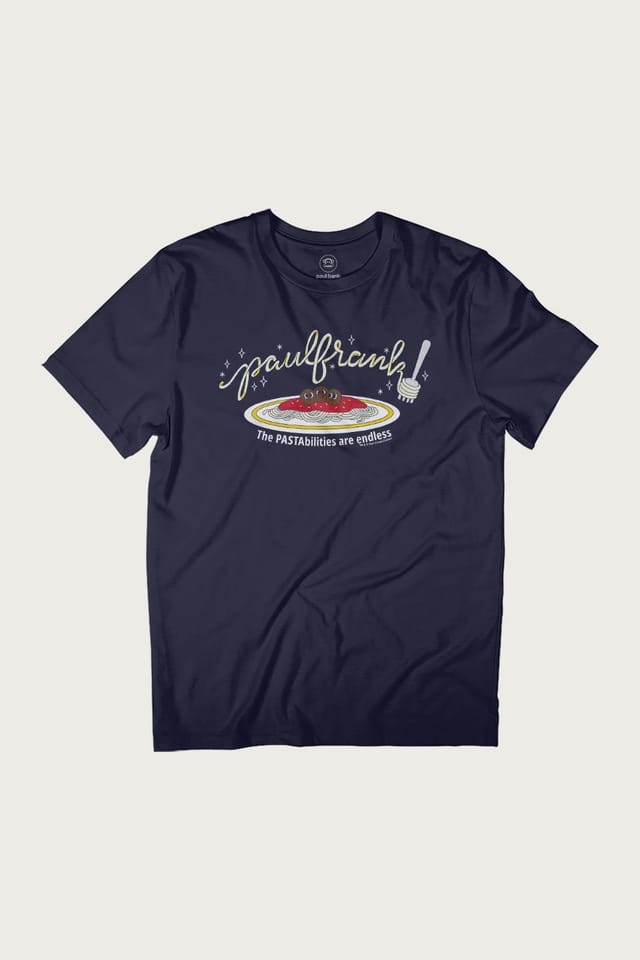 Paul Frank Paul Frank Men's Spaghetti & Meatballs Pastabilities Are Endless T-Shirt in Navy - 2