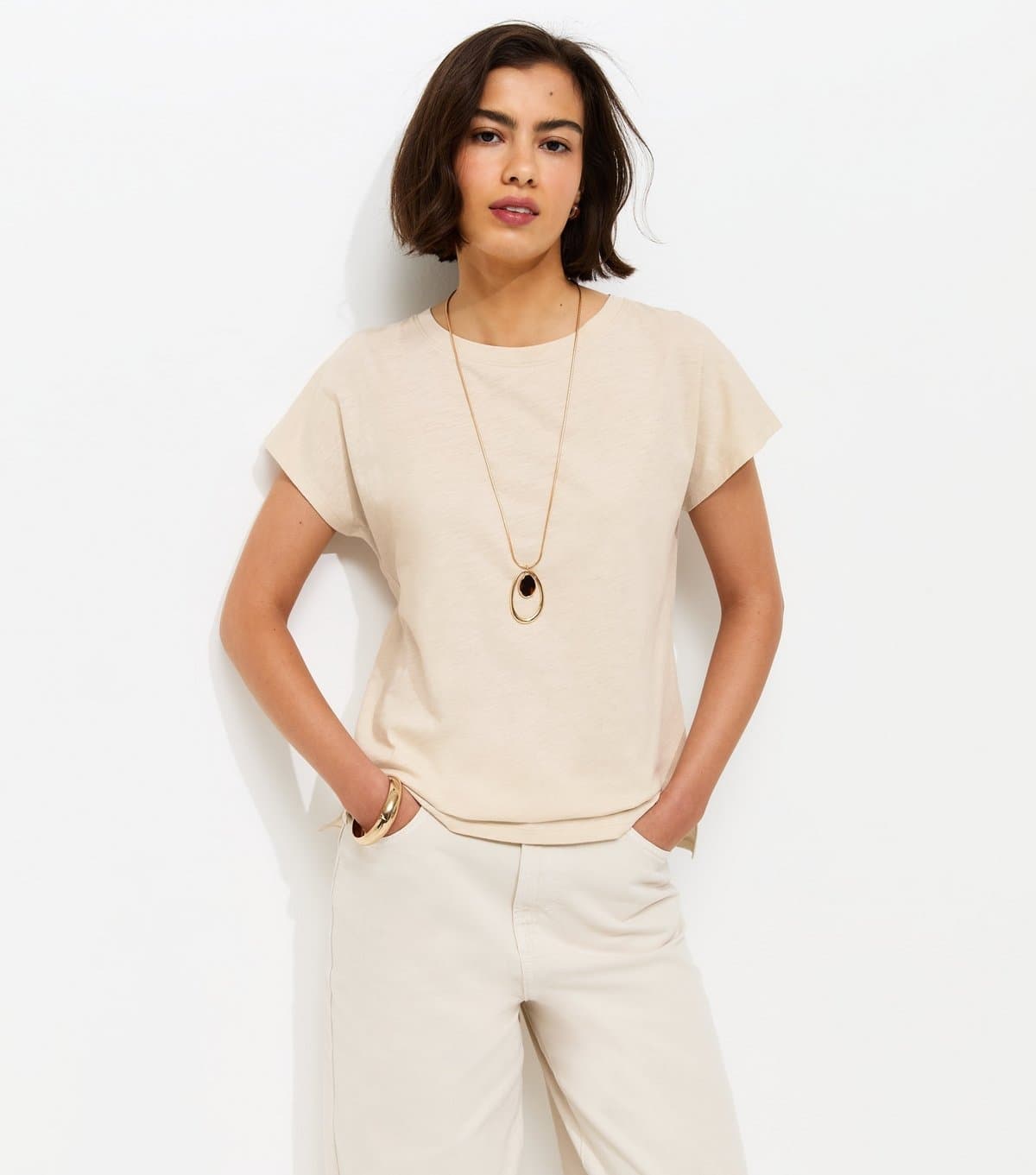 New Look New Look Stone Jersey Crew Neck T-Shirt