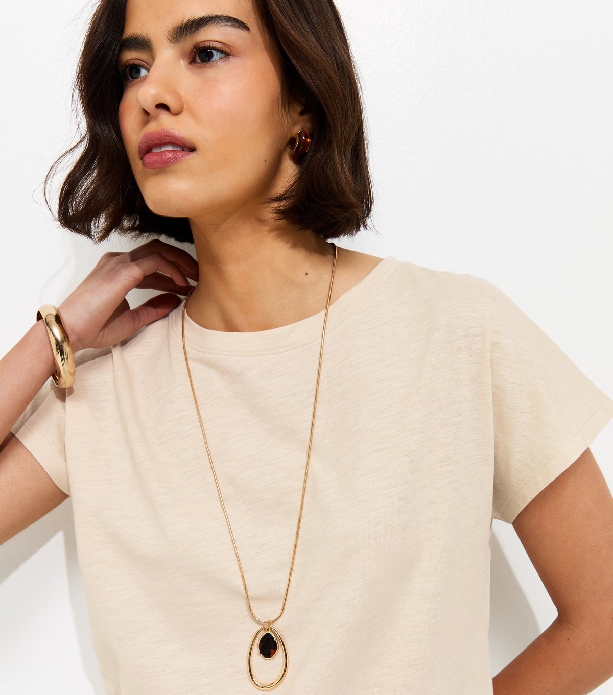 New Look Women's Stone Grown On Sleeve T-Shirt New Look - 2