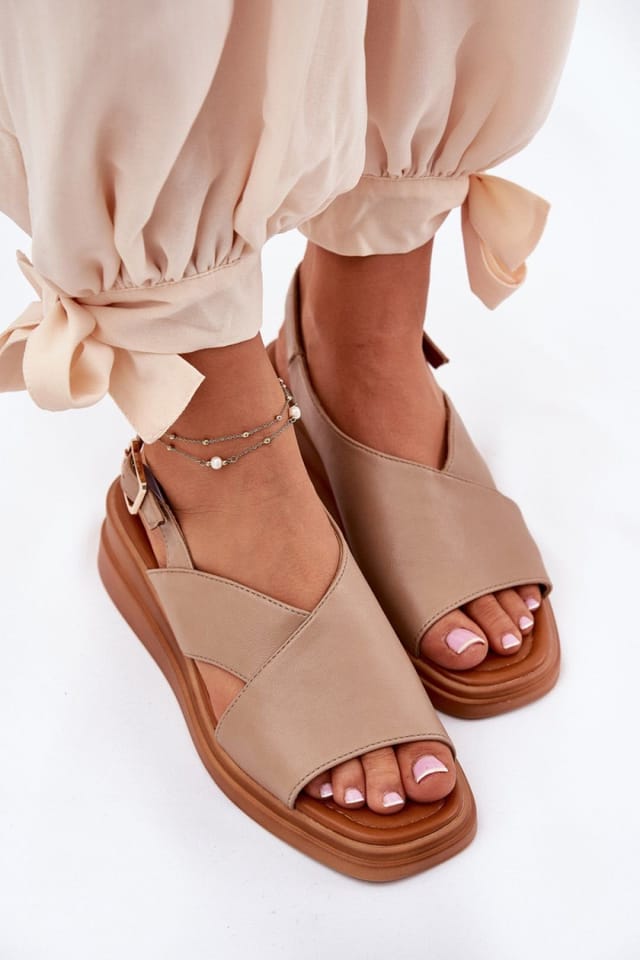 Love Lace Love Lace Women's Jezzi Wedge Sandals with Adjustable Buckle Strap in Beige - 3