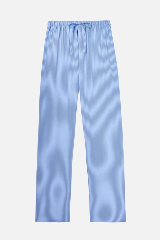 British Boxers British Boxers Men's "Sky Blue & White" Stripe Crisp Cotton Pyjama Trousers in Light Blue - 2