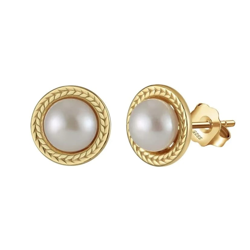 Angel Barocco Angel Barocco Women's Golden Wheat Pearl Stud Earrings - 1