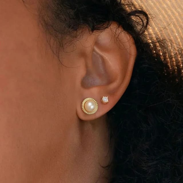 Angel Barocco Angel Barocco Women's Golden Wheat Pearl Stud Earrings - 2