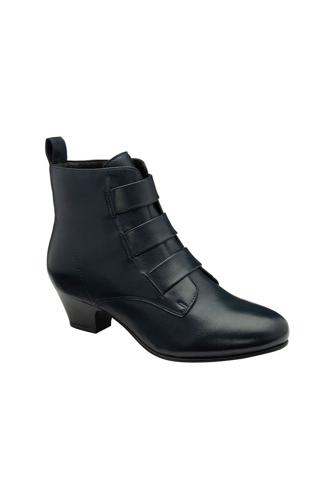 Lotus Lotus Navy Leather Ankle Boots for Women