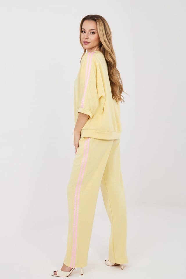 Love Lace Love Lace Women's Stripe Hoodie & Straight Leg Pants Set in Yellow - 3