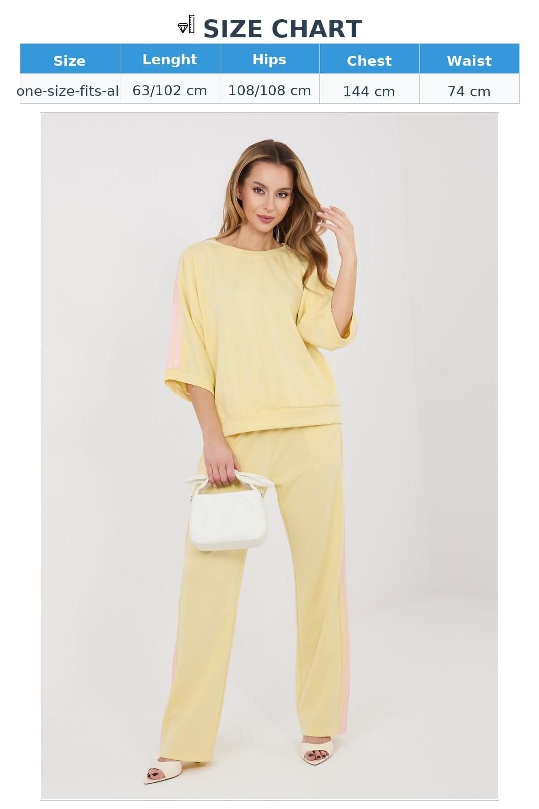Love Lace Love Lace Women's Stripe Hoodie & Straight Leg Pants Set in Yellow - 4