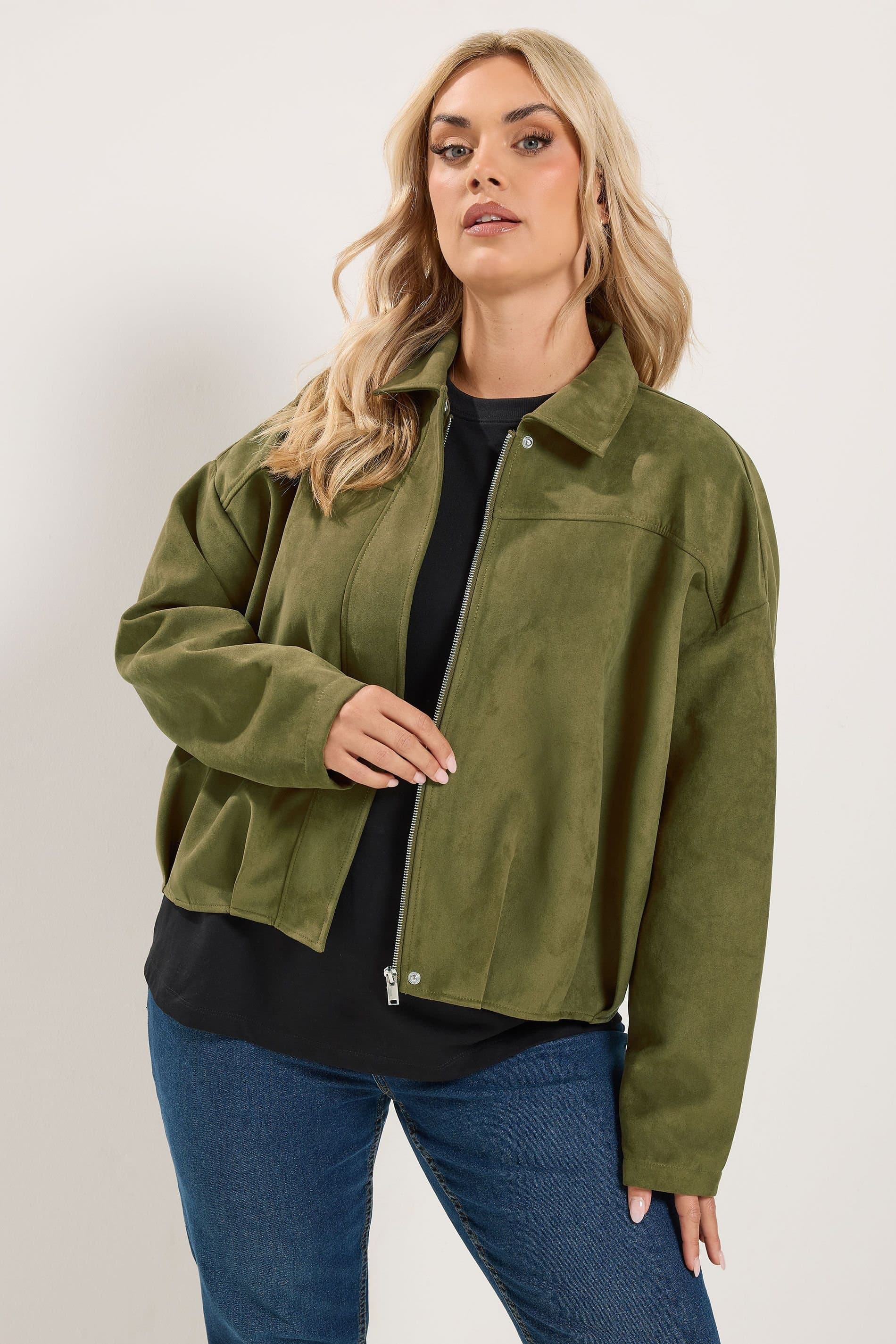 Yours Yours Women's Faux Suede Jacket in Light Khaki