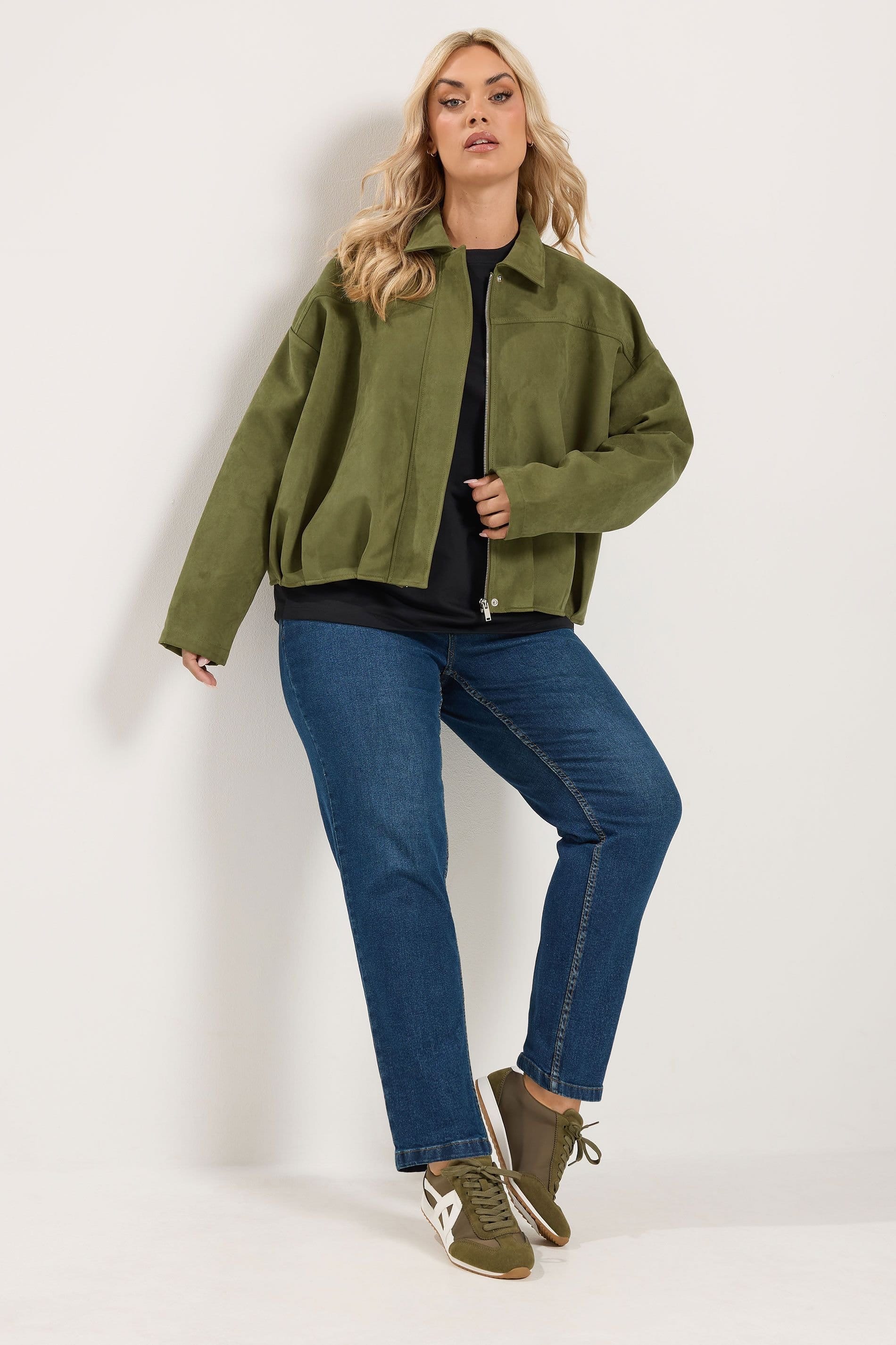 Yours Yours Women's Faux Suede Jacket in Light Khaki - 4