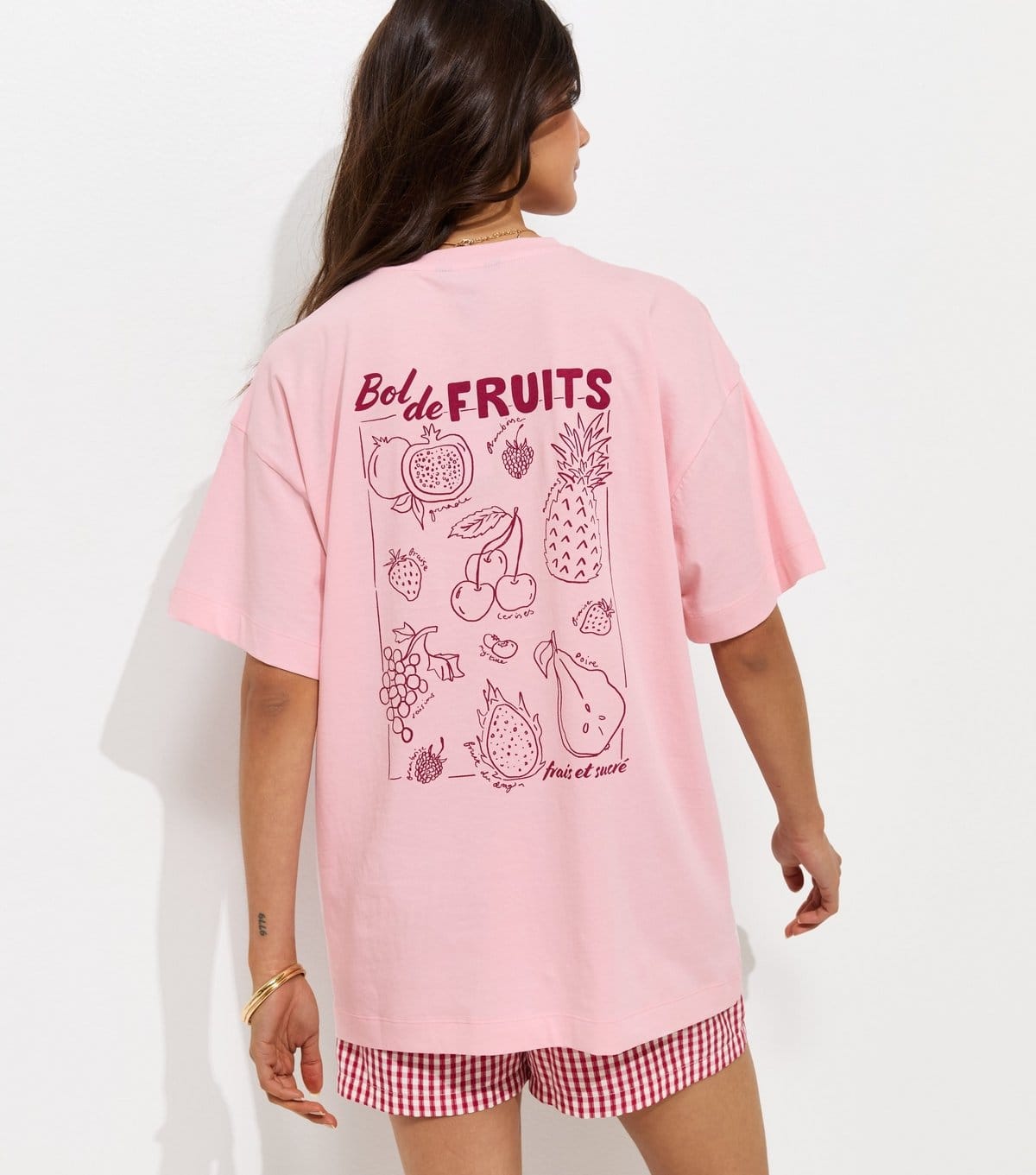New Look Light Pink Cotton Fruit Print Oversized T-Shirt