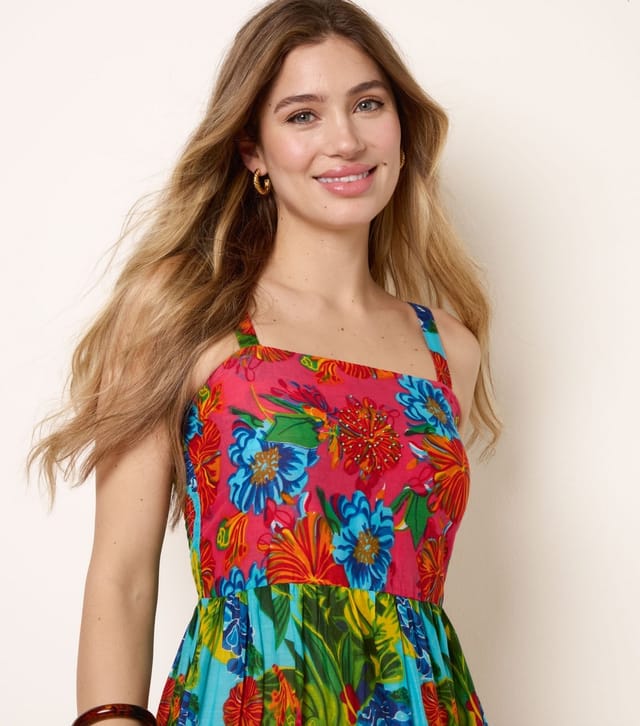Blue Vanilla Women's Multicolour Floral Print Beaded Tiered Maxi Dress Blue Vanilla New Look - 2