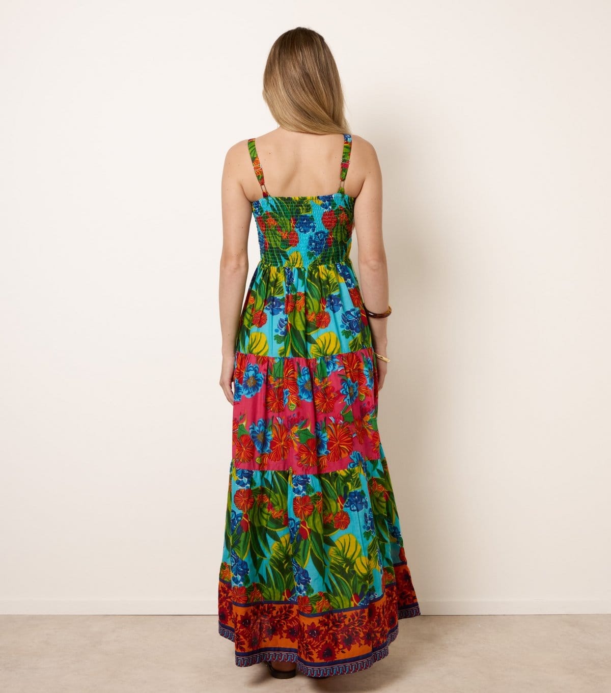 Blue Vanilla Women's Multicolour Floral Print Beaded Tiered Maxi Dress Blue Vanilla New Look - 4