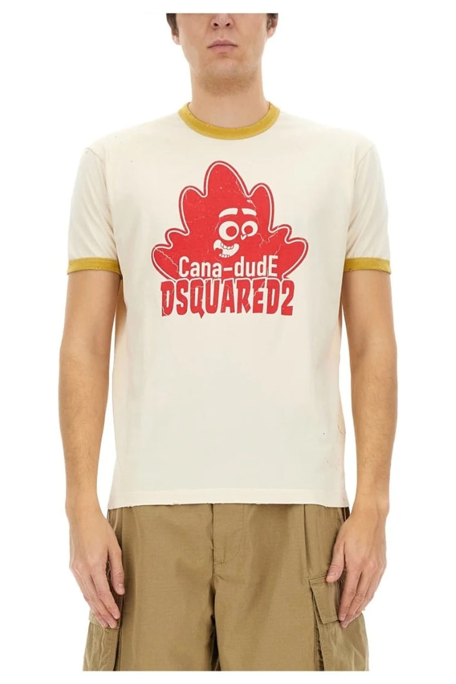 Dsquared2 Dsquared2 Men's Cana-dude Short Sleeve Round T-shirt in Cream - 4