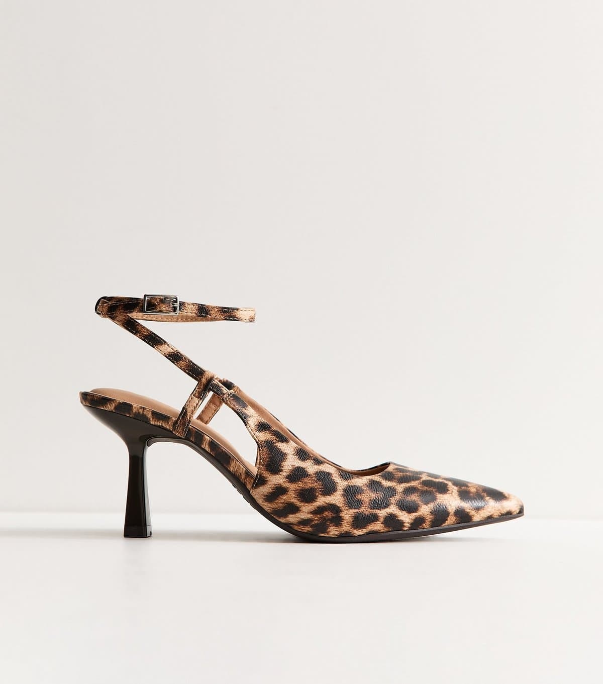 New Look Women's Brown Leopard Print Ankle Strap Court Shoes Vegan New Look
