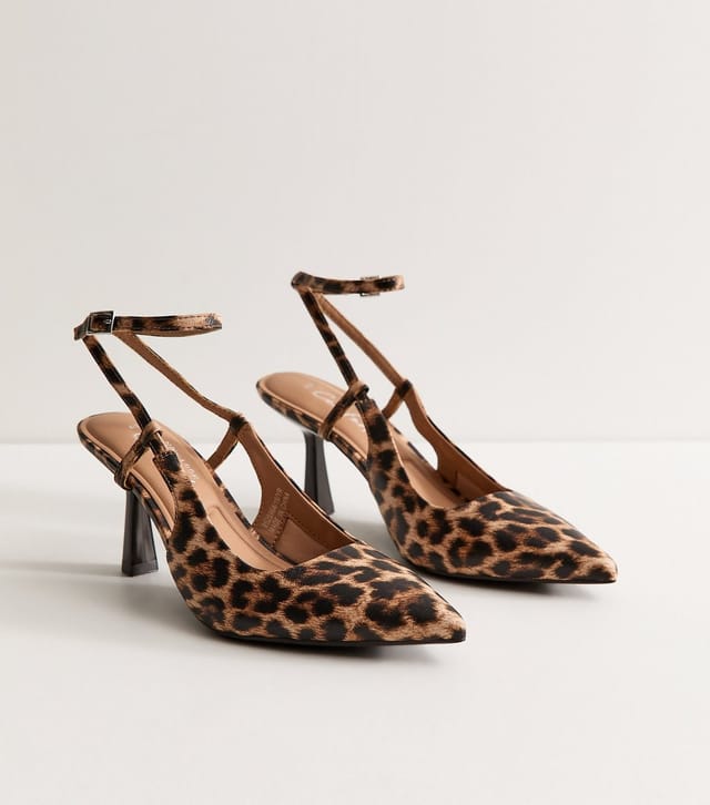 New Look Women's Brown Leopard Print Ankle Strap Court Shoes Vegan New Look - 3