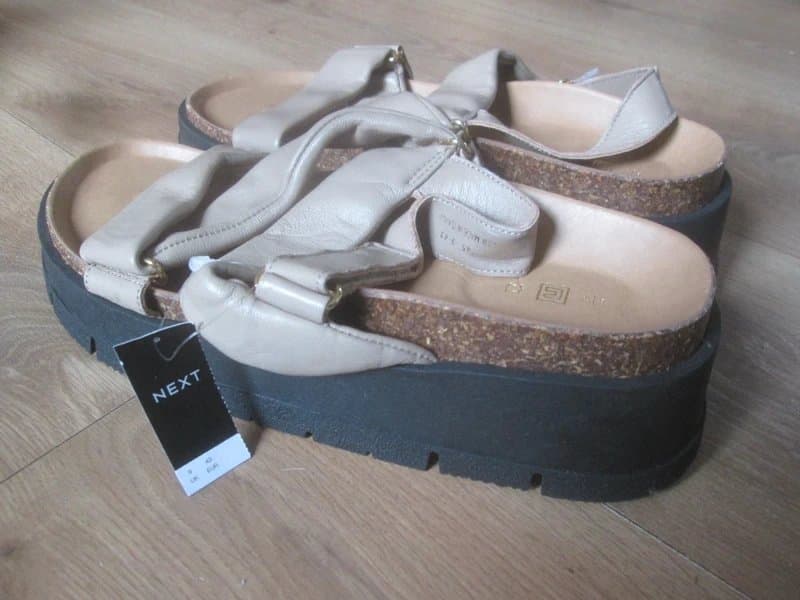 Next Next size 9 light brown leather chunky sandals shoes Brand new with tags