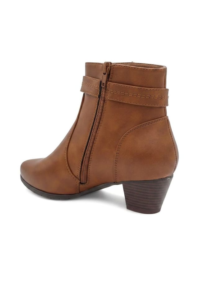 Pavers Pavers Women's Wide Fit Smart Buckle Detail Ankle Boots in Tan - 3