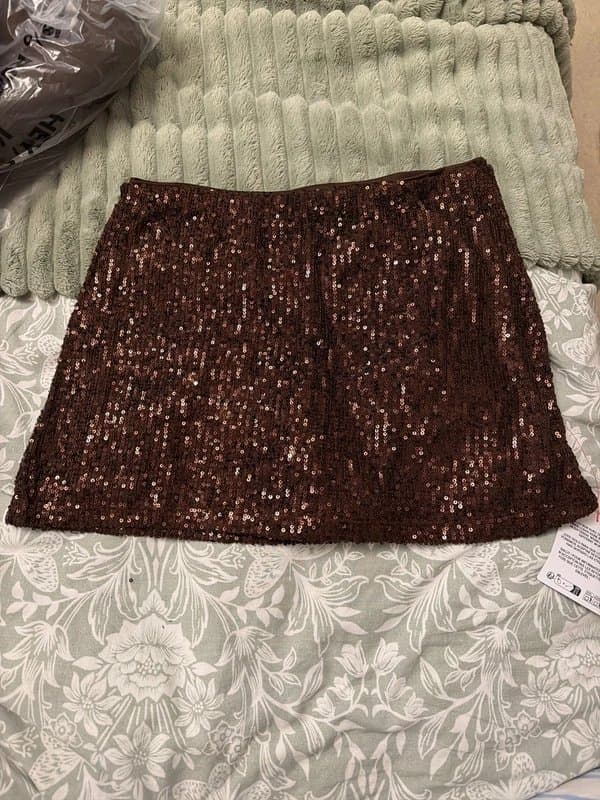 ASOS Design Mini skort in sequin chocolate