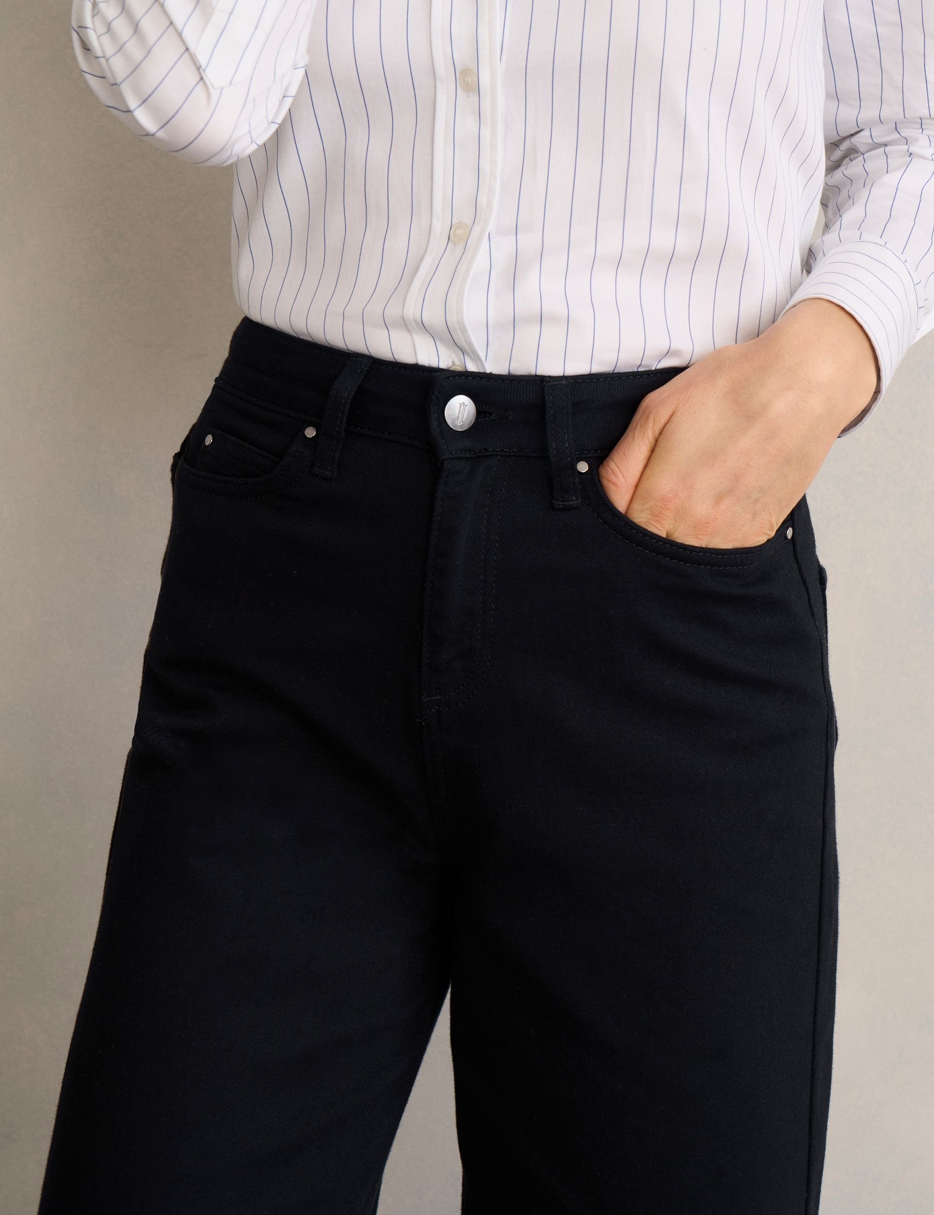 Hobbs London Hobbs London Women's Brinley Wide Leg Cropped Jean in Black - 2