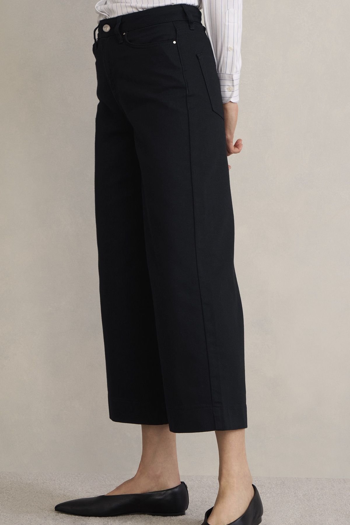 Hobbs London Hobbs London Women's Brinley Wide Leg Cropped Jean in Black - 4