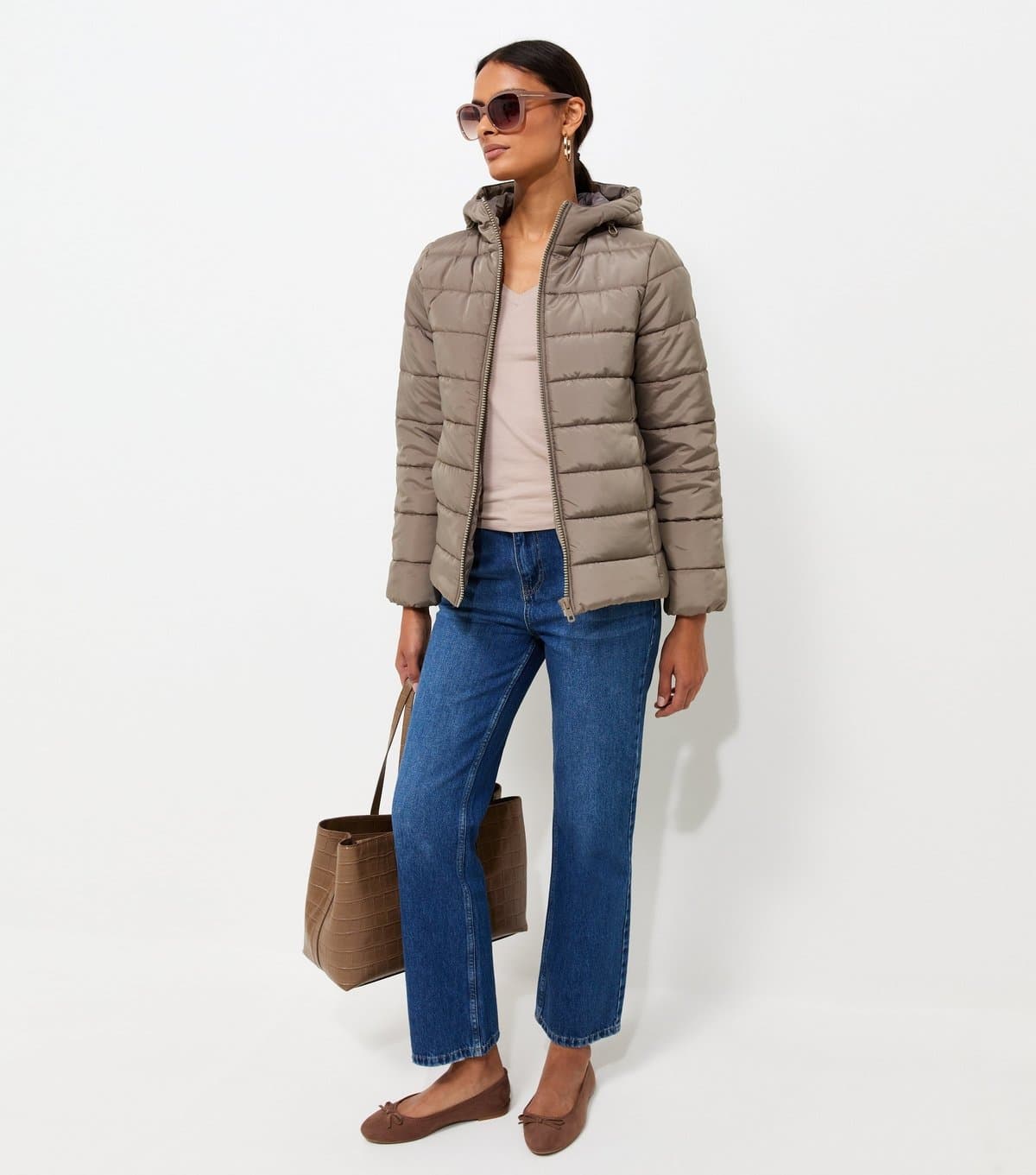 New Look Women's Mink Hooded Padded Jacket New Look