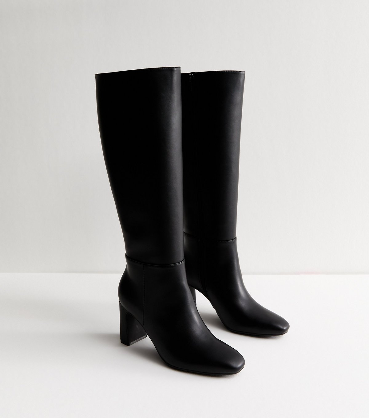 New Look Women's Black Faux Leather Heeled Knee High Boots New Look - 3