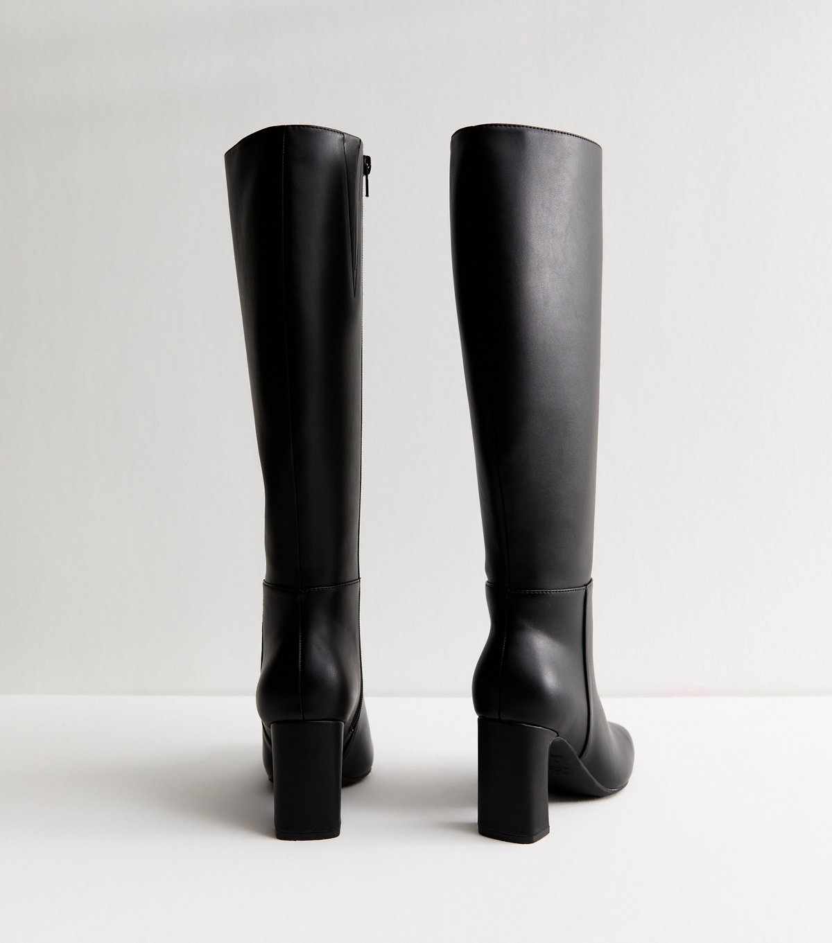 New Look Women's Black Faux Leather Heeled Knee High Boots New Look - 4