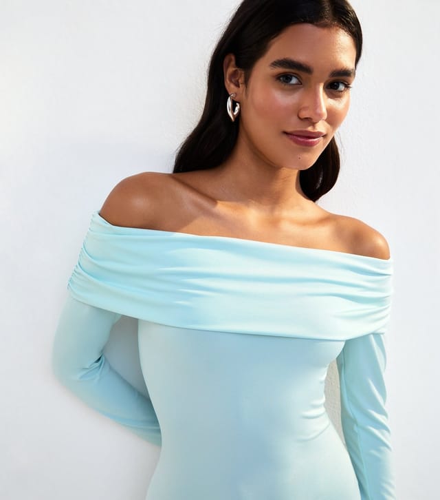 New Look Women's Light Blue Long Sleeve Bardot Maxi Dress New Look - 2
