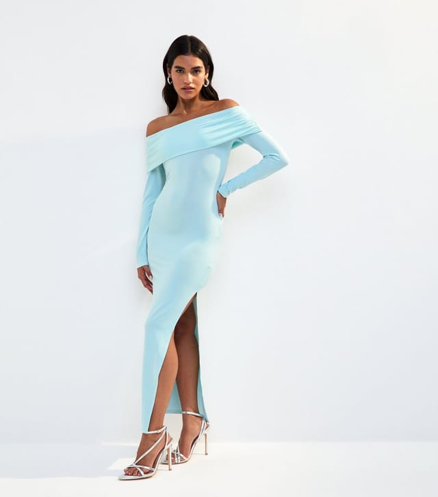 New Look Women's Light Blue Long Sleeve Bardot Maxi Dress New Look - 3