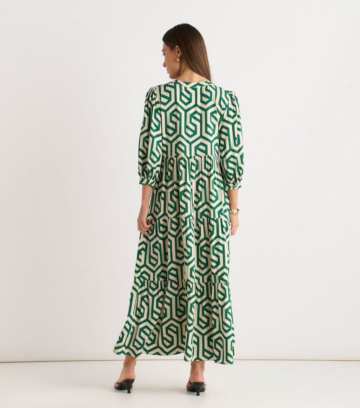 Gini London Women's Green Abstract Print Long Sleeve Maxi Dress Gini London New Look - 4
