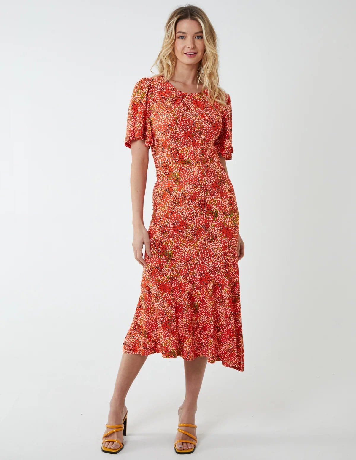 Blue Vanilla Angel Sleeve Tiered Midi Dress - 1