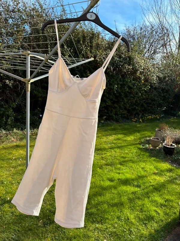 Bershka Bertha Cream Shorts Jumpsuit Size S