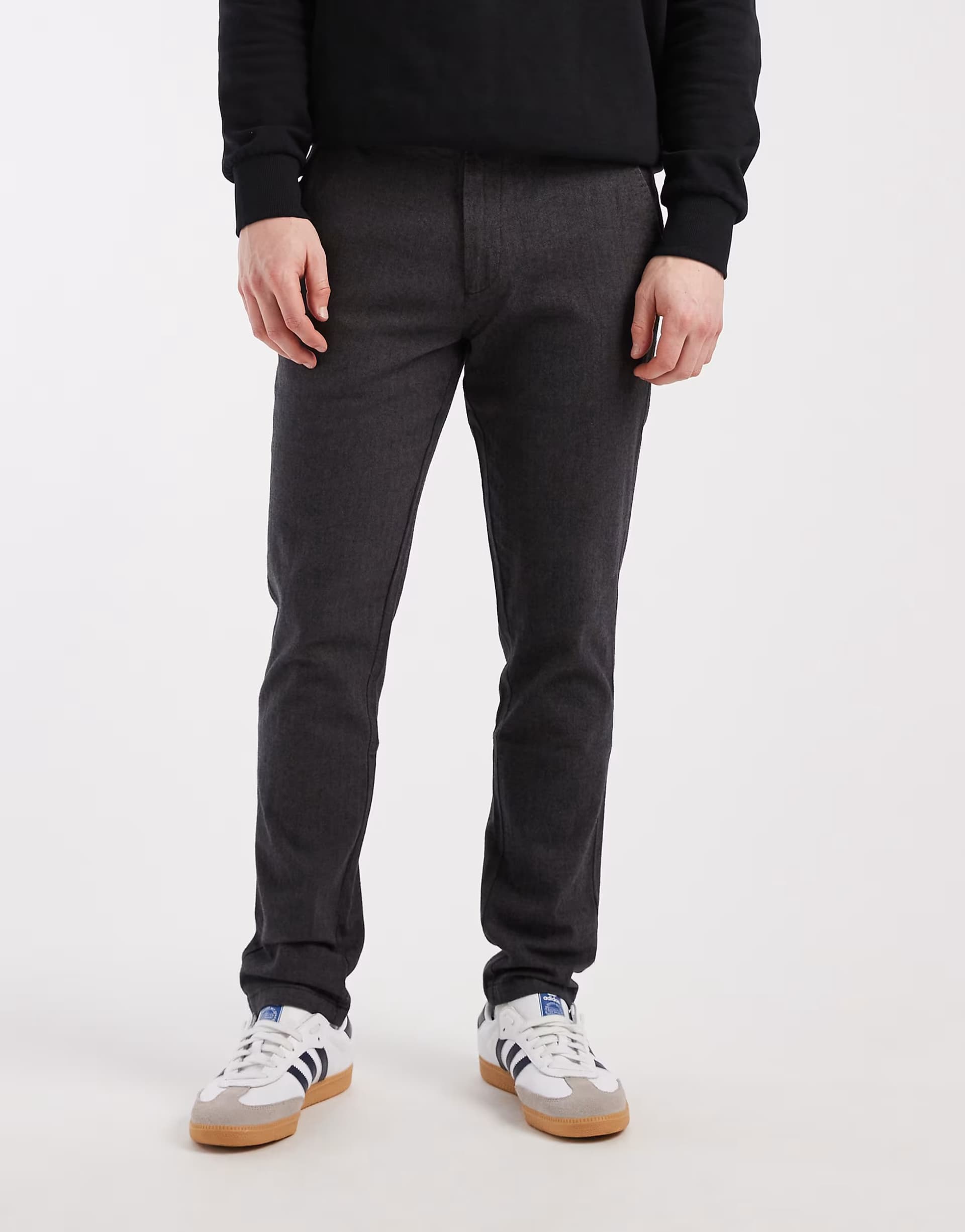 ASOS Jack & Jones slim fit herringbone chino in dark grey