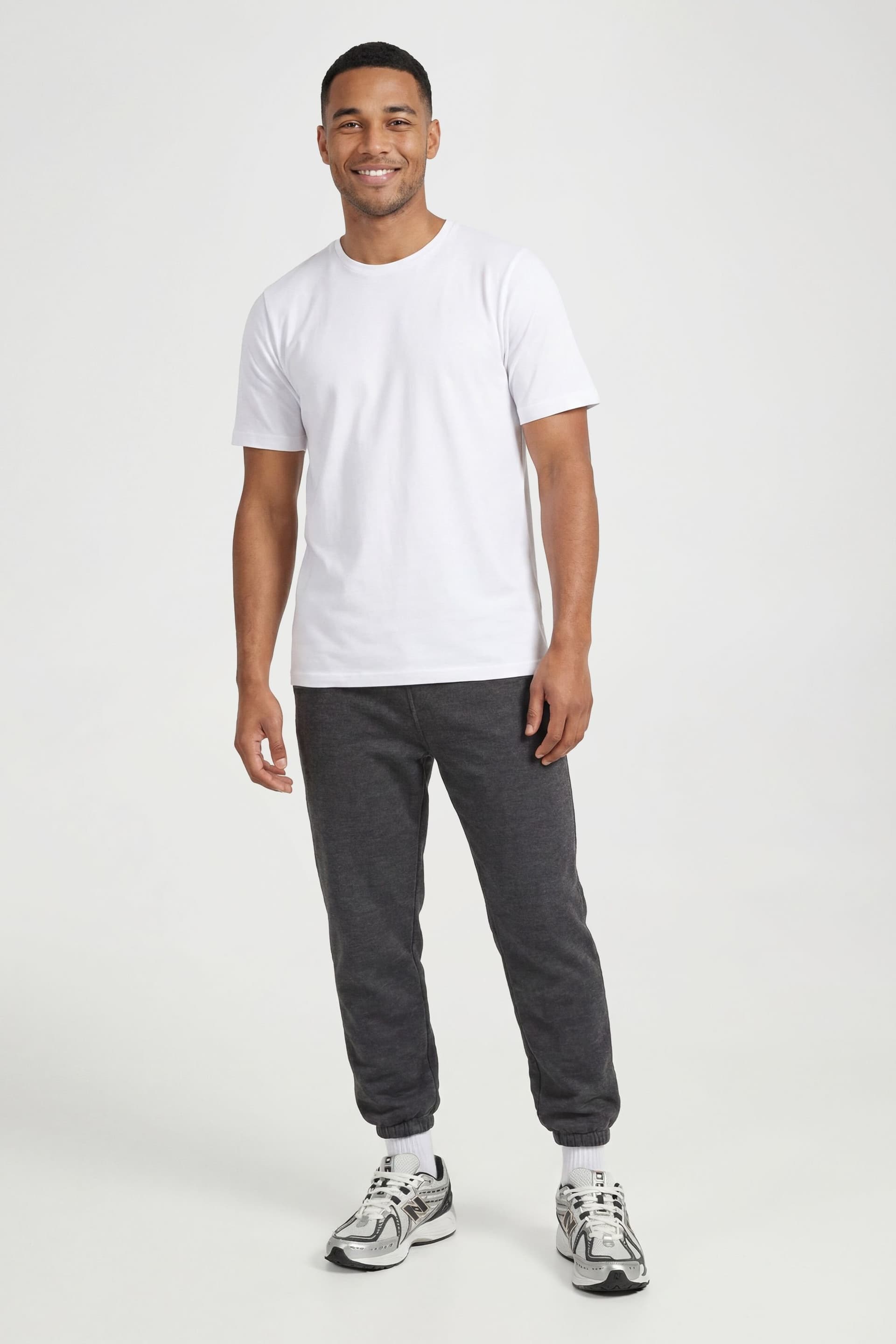 CICAY CICAY Men's Elastic Hem Joggers - Cotton Blend Tapered Fit in Charcoal