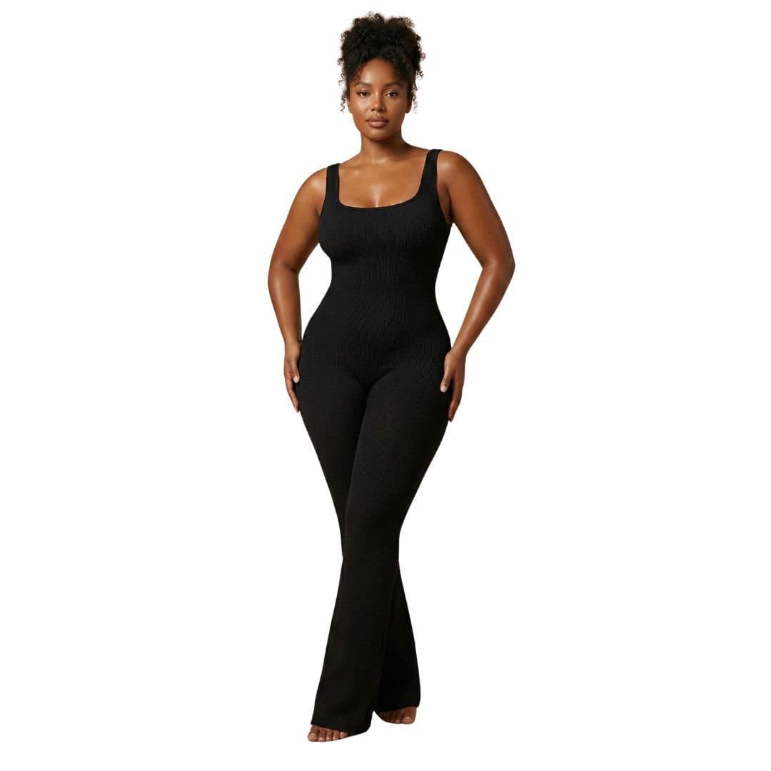 GWB Shapewear GWB Shapewear Women's Snatching Seamless Square Neck Flared Jumpsuit in Black