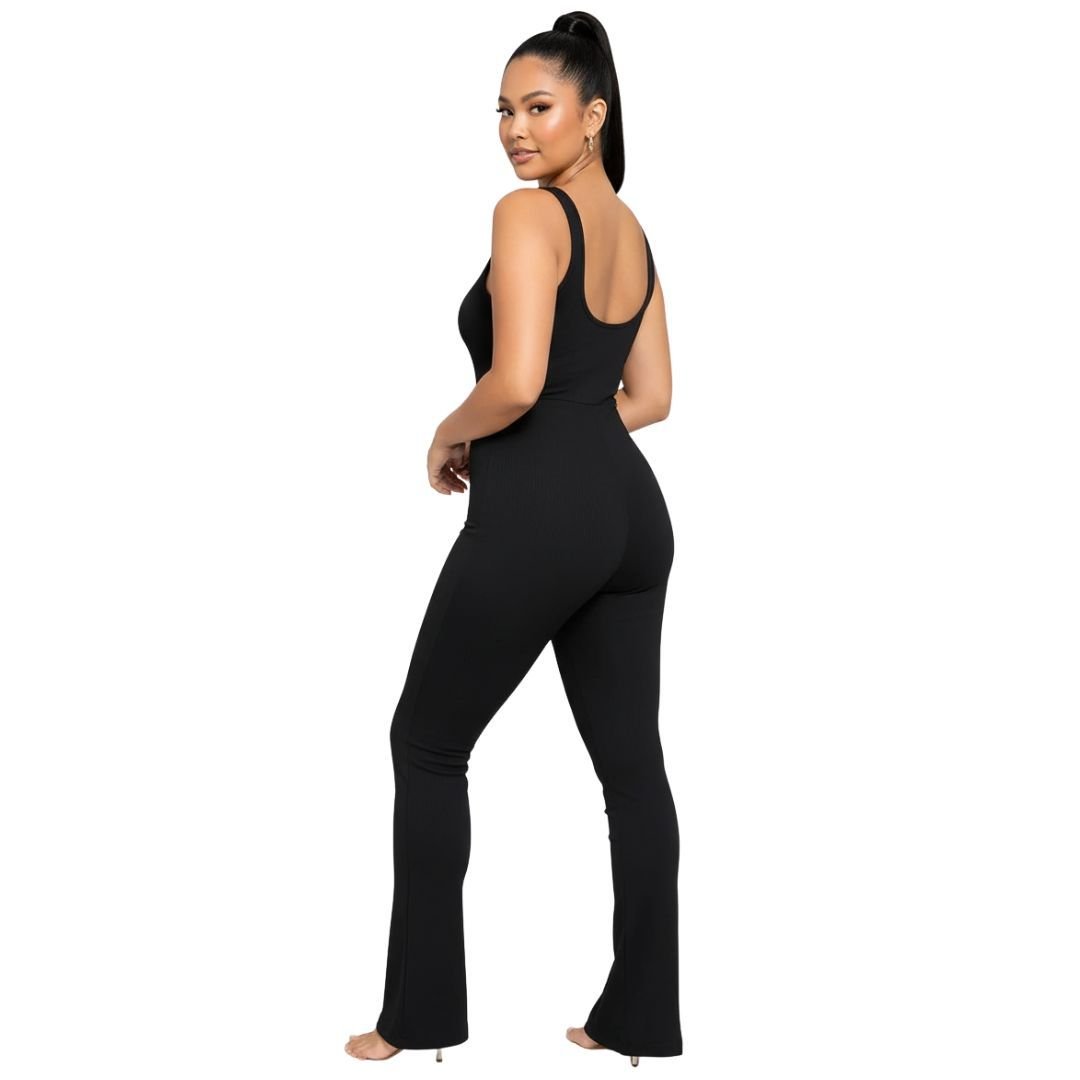 GWB Shapewear GWB Shapewear Women's Snatching Seamless Square Neck Flared Jumpsuit in Black - 2