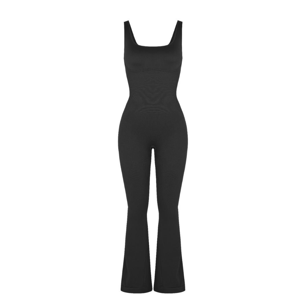 GWB Shapewear GWB Shapewear Women's Snatching Seamless Square Neck Flared Jumpsuit in Black - 3