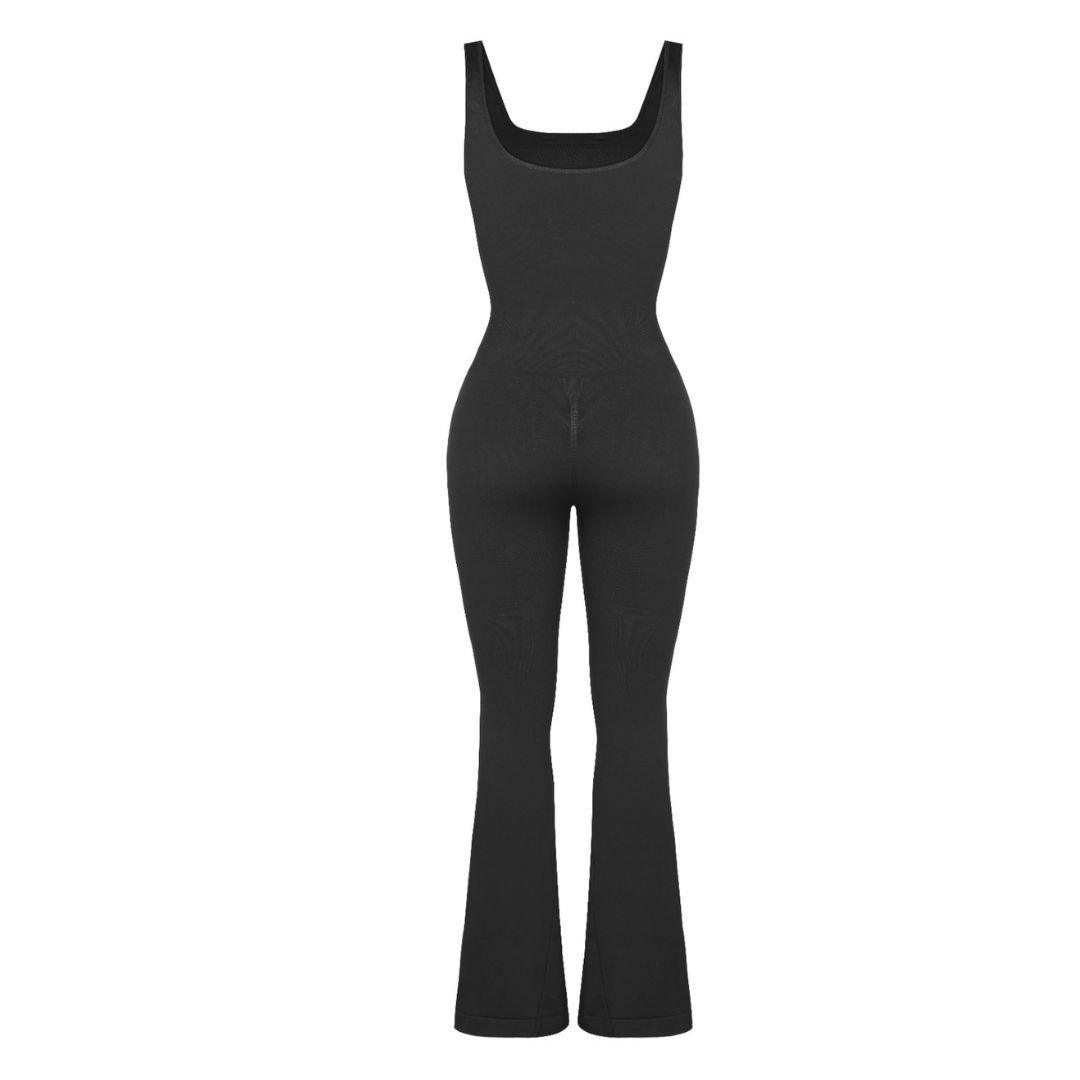 GWB Shapewear GWB Shapewear Women's Snatching Seamless Square Neck Flared Jumpsuit in Black - 4