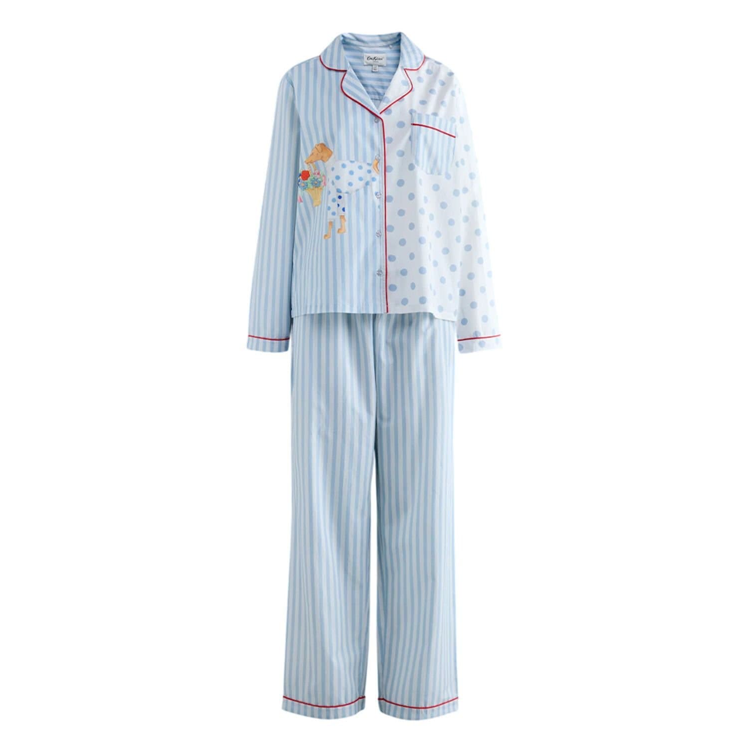 Cath Kidston Cath Kidston Women's Stanley Stripe Woven Button Through Pyjama Set in Blue