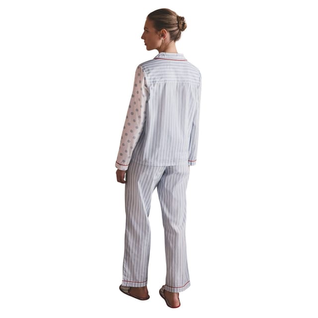 Cath Kidston Cath Kidston Women's Stanley Stripe Woven Button Through Pyjama Set in Blue - 2