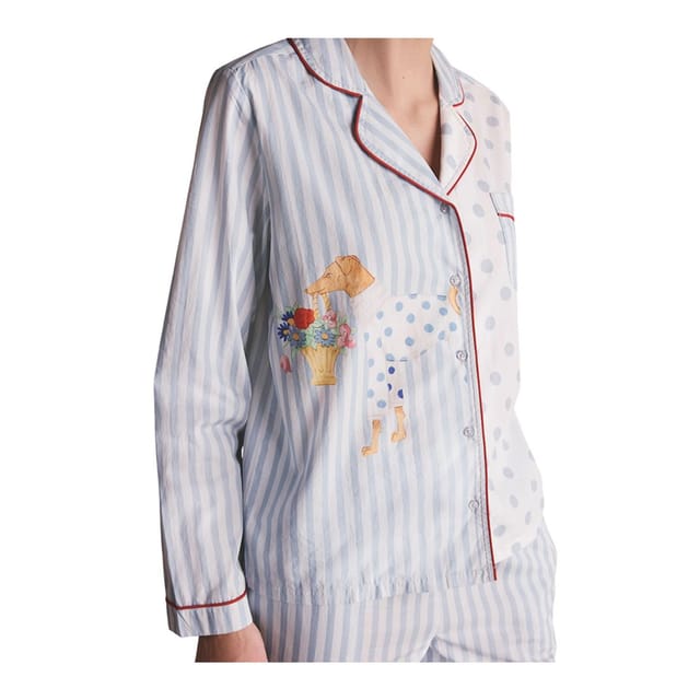 Cath Kidston Cath Kidston Women's Stanley Stripe Woven Button Through Pyjama Set in Blue - 3