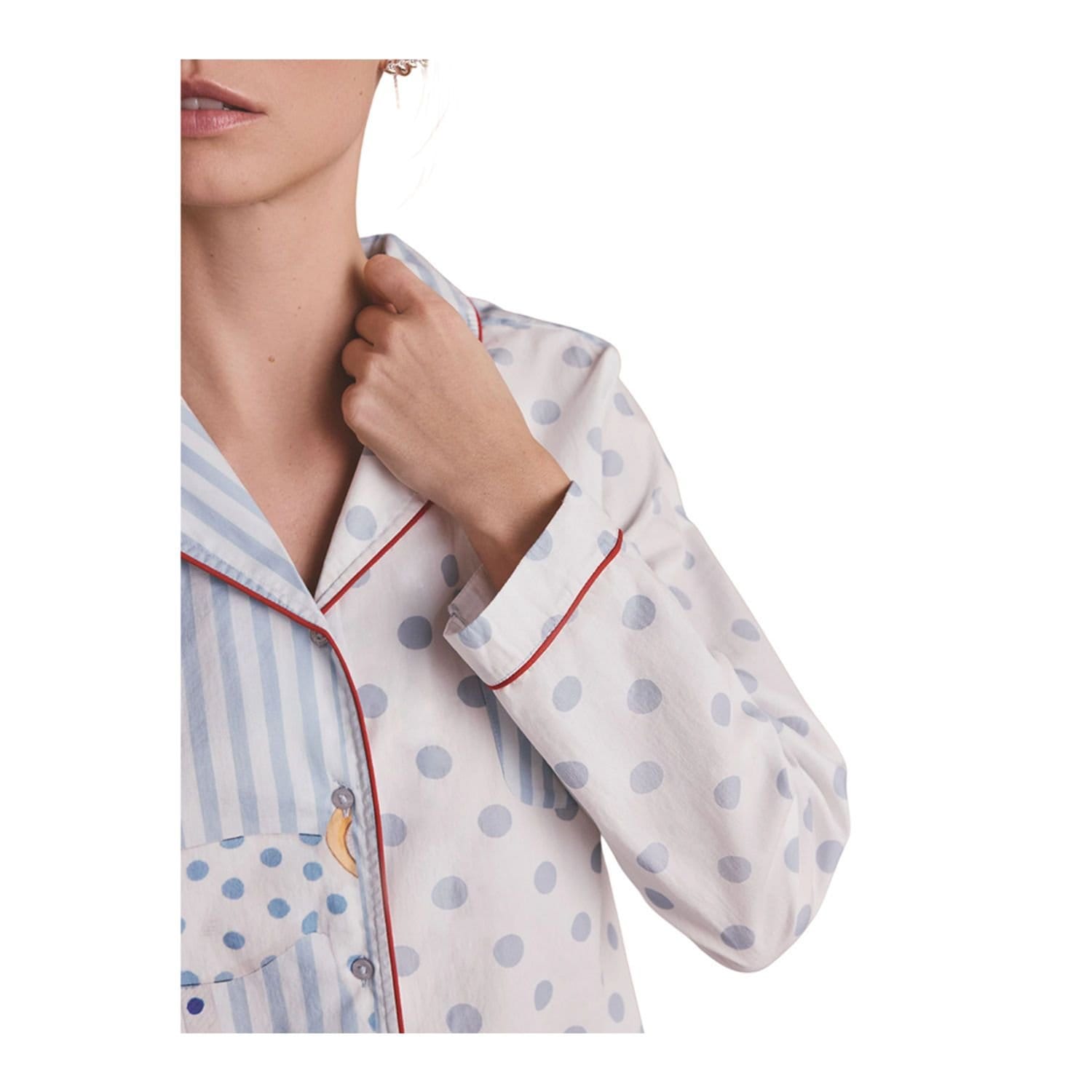 Cath Kidston Cath Kidston Women's Stanley Stripe Woven Button Through Pyjama Set in Blue - 4