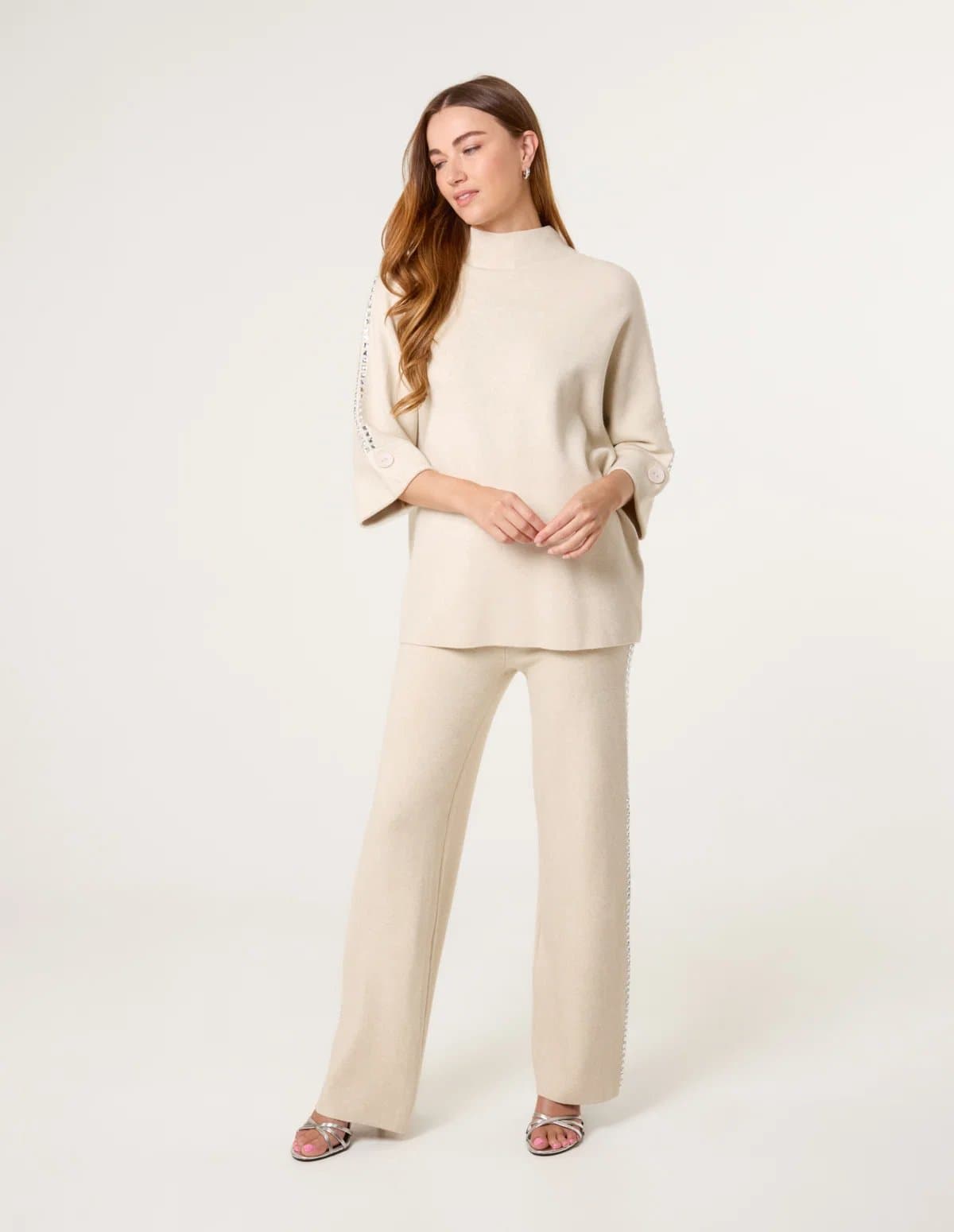 Blue Vanilla Square Rhinestone Trousers