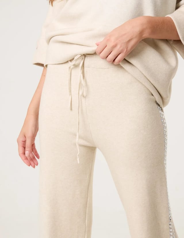 Blue Vanilla Square Rhinestone Trousers - 3