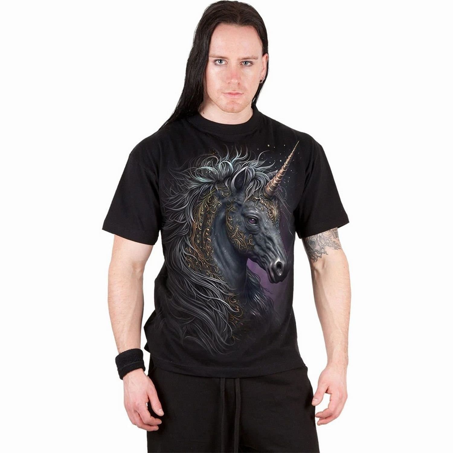 Spiral Direct Spiral Direct Men's Celtic Unicorn Back Print T-Shirt in Black