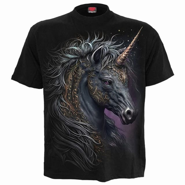 Spiral Direct Spiral Direct Men's Celtic Unicorn Back Print T-Shirt in Black - 2